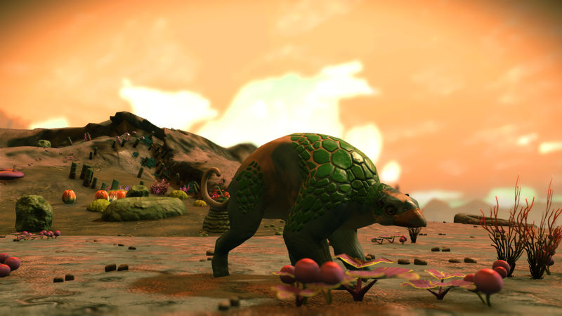 image shows a single creature on a word in no man's sky