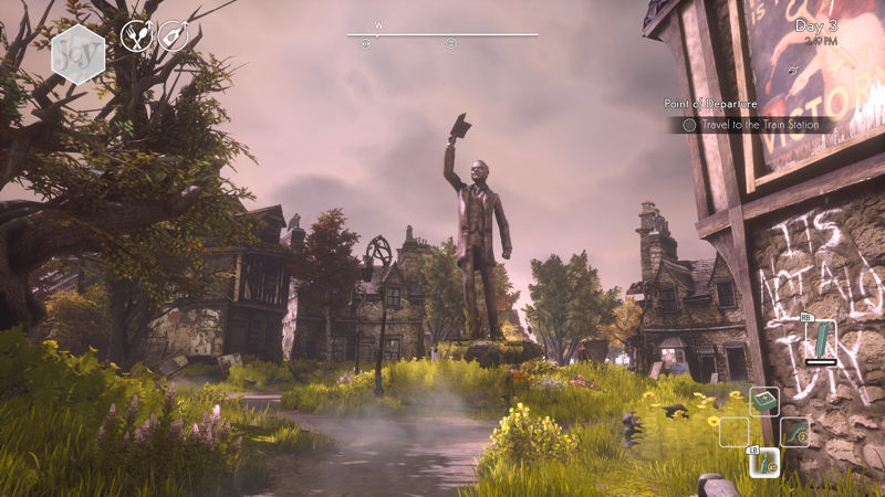 image shows a statue, in the Russian style.