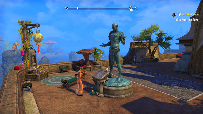 image shows a statue of Lord Vivec, the warrior-poet