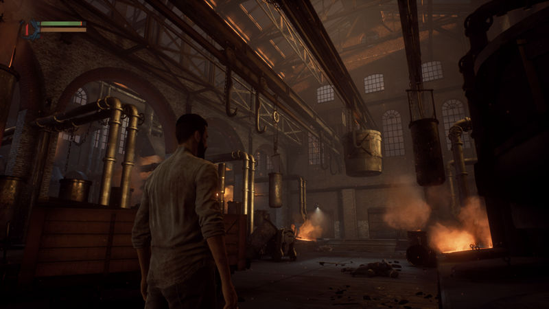 image shows a factory setting in Vampyr