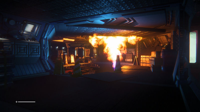 image shows fire jetting from a damaged area