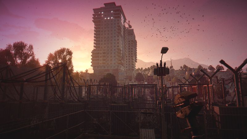 Darkness falls with the Tower in the distance.