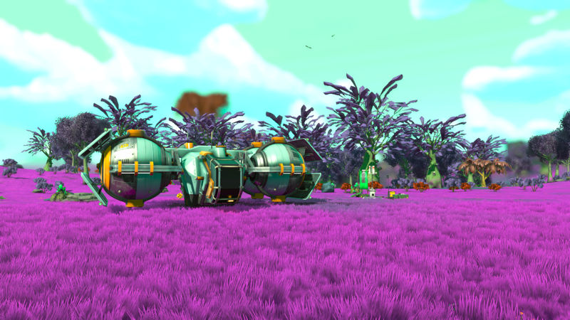 images shows a hauler sat in purple grass